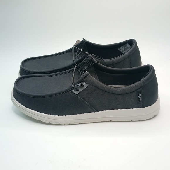 Hurley Nesota Loafer Men Size 12 Black Canvas Boat Slip On Memory Foam main image 7